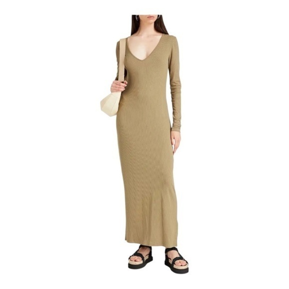 Samsoe Samsoe Patty Rib Long Sleeve Dress Covert Green - Picture 8 of 10